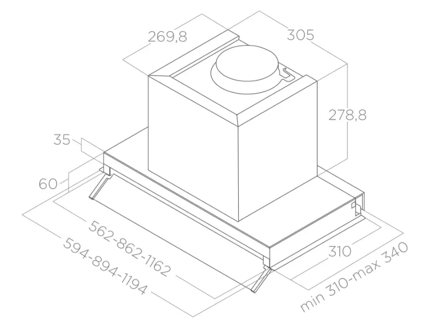 ELICA VGRADNA NAPA BOXIN LX/BL MAT/A/90 - slika 5