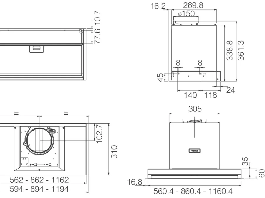 ELICA VGRADNA NAPA BOXIN LX/BL MAT/A/90 - slika 6
