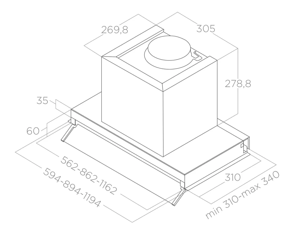 ELICA VGRADNA NAPA BOXIN LX/IX/A/60 - slika 5