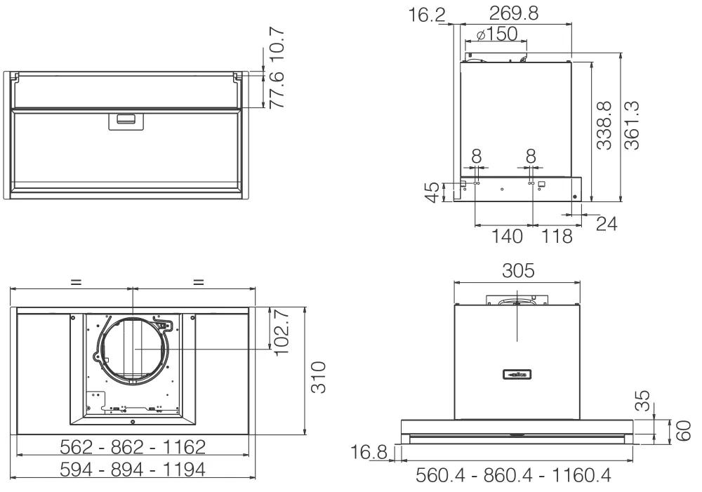 ELICA VGRADNA NAPA BOXIN LX/IX/A/60 - slika 6