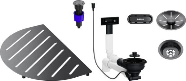 BLANCO Set OOVALON cedilo in Infino Satin Dark Steel 527996