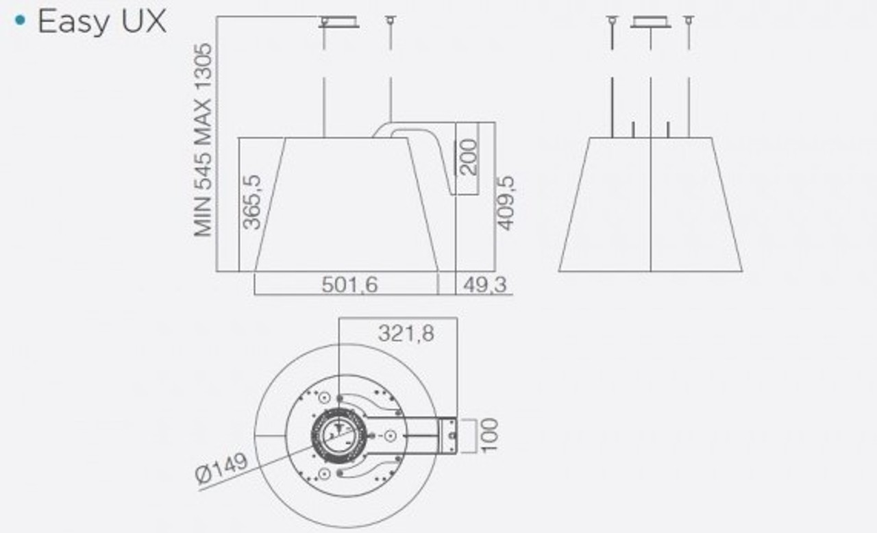 ELICA NAPA EASY UX BL MAT/F/50